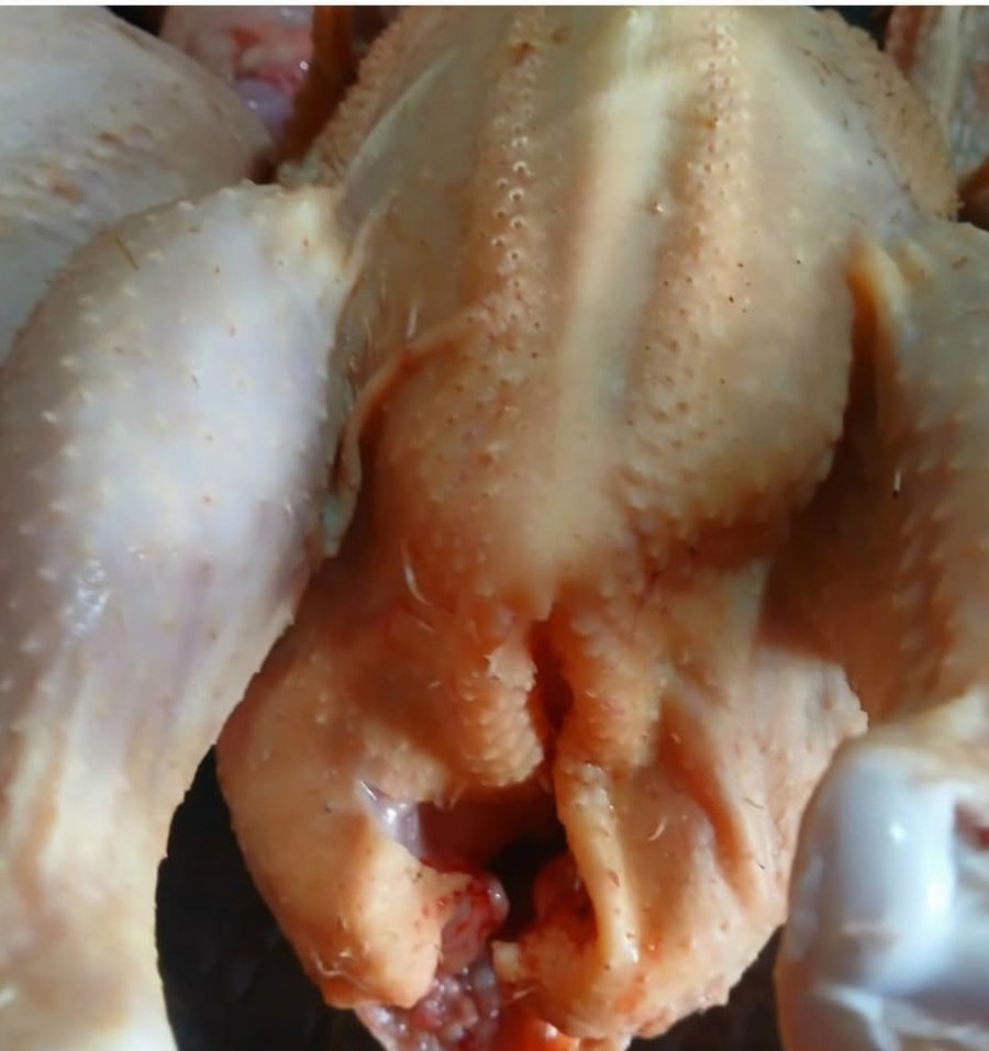 Pollo casero faenado, listo para entregar